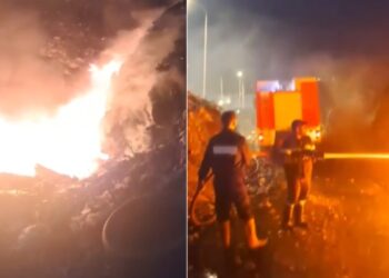 Rindizet zjarri në venddepozitimin e mbetjeve urbane të qytetit të Vlorës, tymi dhe flaka mbulojnë zonën