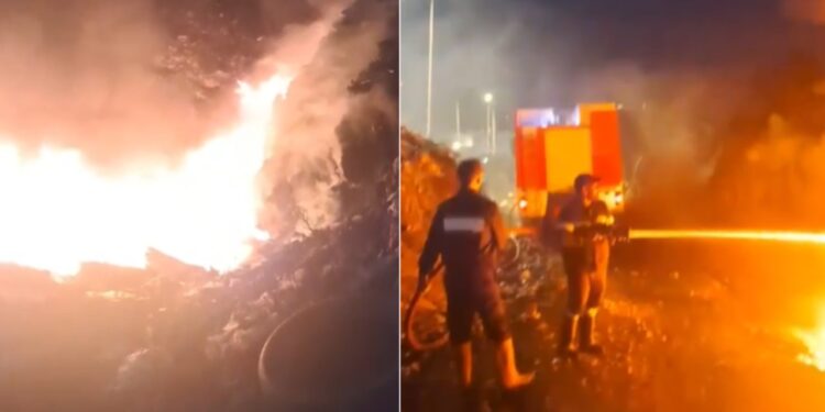 Rindizet zjarri në venddepozitimin e mbetjeve urbane të qytetit të Vlorës, tymi dhe flaka mbulojnë zonën