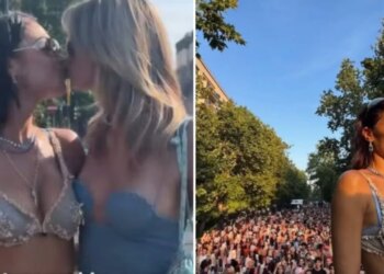Video: Puthje romantike mes balerinës shqiptare dhe të dashurës së saj; incident i pakëndshëm gjatë paradës në Milano