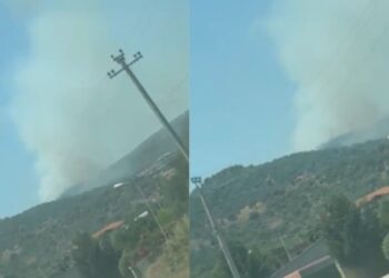 Zjarr i përmasave të mëdha në Llakatund të Vlorës, flakët jashtë kontrollit