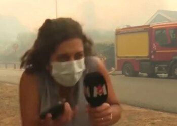 Duke raportuar live nga zjarret në Francë, bombola e gazit shpërthen pranë gazetares dhe sinjali ndërpritet