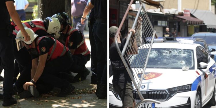 FOTOT/ Përplasje, spray lotsjellës dhe makina policore të shkatërruara — çfarë ndodhi me deputetët pas daljes nga Kuvendi