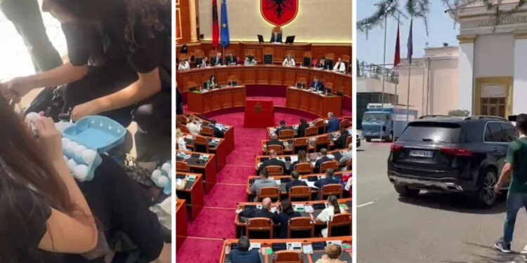 LIVE/ Protestues te Kuvendi me vezë dhe bllokime rrugësh, policia gardh para institucionit, deputetët përplasen, ndërpriten punimet