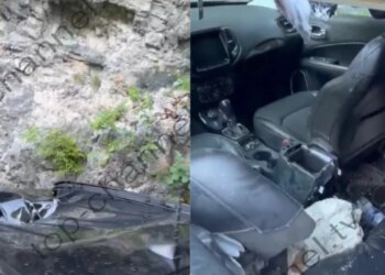 Mrekulli në rrugën e Thethit: Guri bie mbi makinë dhe përfundon në kabinë, turistët shpëtojnë pa asnjë lëndim