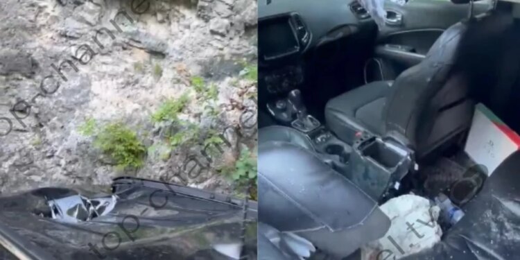 Mrekulli në rrugën e Thethit: Guri bie mbi makinë dhe përfundon në kabinë, turistët shpëtojnë pa asnjë lëndim