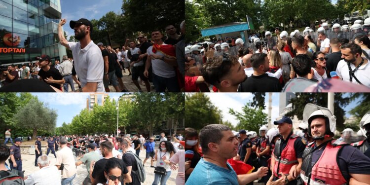 Protestues përplasen me policinë te Parlamenti, 3 efektivë plagosur dhe 8 shoqëruar; deputetët goditen me vezë, Rama reagon