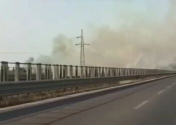 Zjarr përgjatë autostradës Fier–Vlorë, tymi mbulon zonën dhe vështirëson qarkullimin e automjeteve
