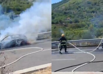 Mjeti përfshihet nga flakët në rrugën Tiranë-Elbasan, udhëtarët shpëtojnë pa lëndime