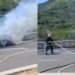 Mjeti përfshihet nga flakët në rrugën Tiranë-Elbasan, udhëtarët shpëtojnë pa lëndime