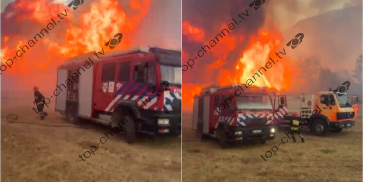 Pamje apokaliptike në rrethinat e Tiranës: zjarrfikësit në luftë me flakët, u kërkohet të largohen