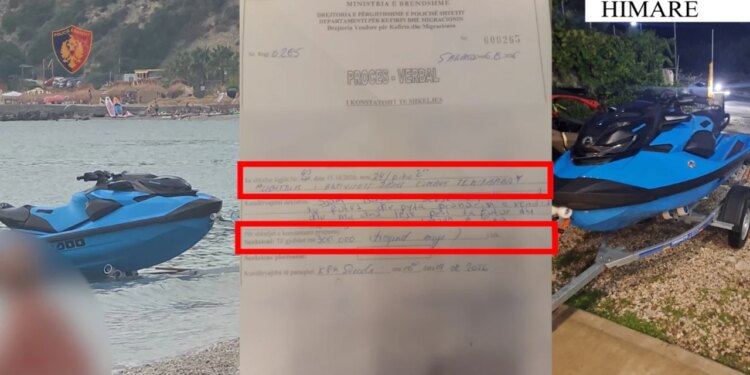 Shkeli perimetrin e sigurisë me Jet Ski, Policia Kufitare bllokon mjetin dhe gjobit drejtuesin me 300 mijë lekë