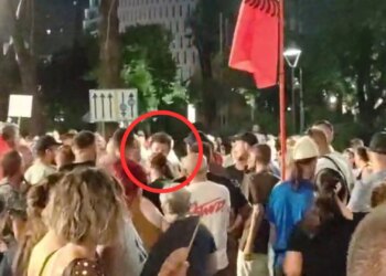 Tensione në ditën e 89-të të tubimit në Tiranë: Sali Lushaj përplaset fizikisht me Dritan Goxhaj, protestuesit ndërhyjnë