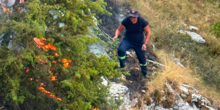 Vatër zjarri në kufirin mes fshatrave Golem dhe Progonat, flakët në zonë malore të vështirë