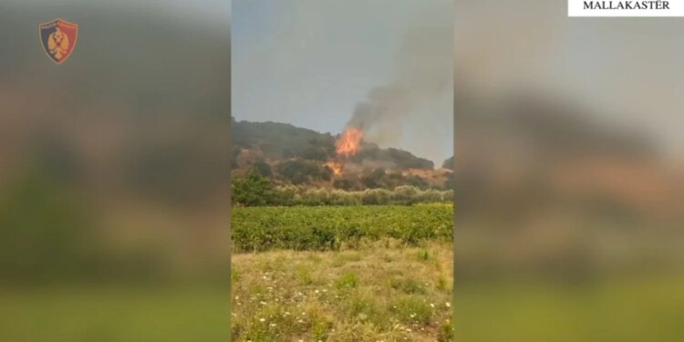 Zjarr masiv në Mallakastër, banesat e fshatit Koilac në rrezik, evakuohen disa familje