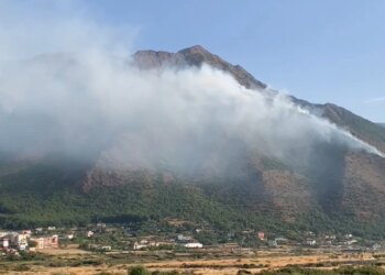 Zjarr pranë banesave në fshatin Vajkal të Bulqizës; tymi i dendur mbulon zonën, kërkohet ndërhyrje e menjëhershme