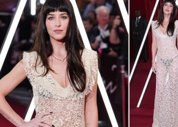 FOTO/ E gjithë vëmendja është te Dakota Johnson, fustani transparent i ekspozon të brendshmet e zeza
