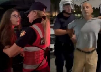 Pamje nga shoqërimi i tubuesve në Tiranë, protestuesja kërkon telefonin për të lajmëruar motrën: Kam mamin të sëmurë