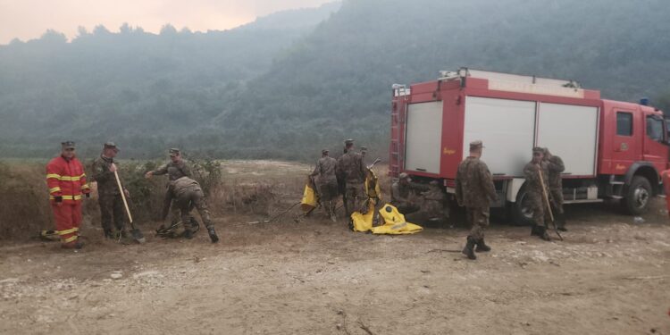 Zjarr në Fier: nis operacioni për shuarjen e flakëve në Frakull; në zonë trupat e FA nga Tirana