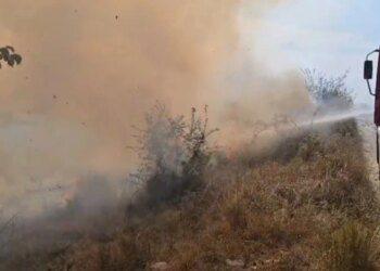 Zjarr në sipërfaqe me barishte në Durrës, shërbimi zjarrfikës i qytetit lufton flakët