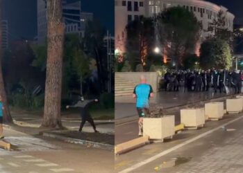 Çudia në Bulevard — Qytetari i pashqetësuar vrapon natën para Kryeministrisë mes gurëve e molotovëve