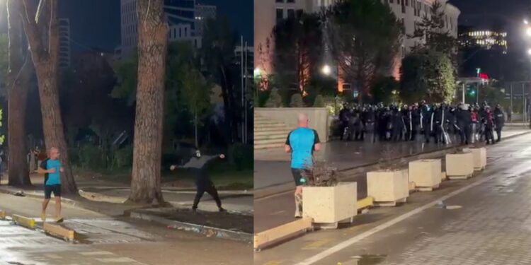 Çudia në Bulevard — Qytetari i pashqetësuar vrapon natën para Kryeministrisë mes gurëve e molotovëve
