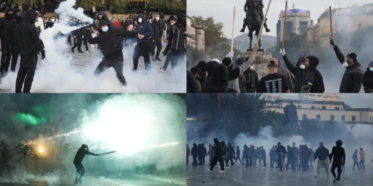Foto-Lajm/ Çfarë nuk u pa nga protesta? Breshëri fishekzjarrësh, shpërthime molotovësh, gaz lotsjellës dhe përplasje të ashpra polici-protestues