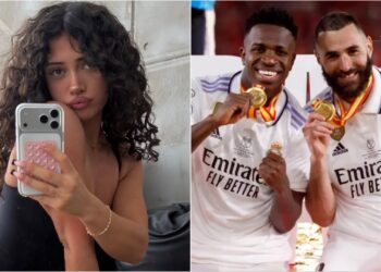 Foto/ Modelja shqiptare, më provokuese se kurrë, që zbuloi mesazhet me Vinicius dhe Benzeman vendos sërish flakën rrjetit
