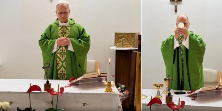 Foto e parë e Papa Leone XIV pas operacionit, duke kremtuar Meshën në spitalin ku është i shtruar