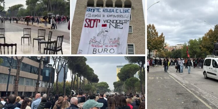 LIVE/ Studentë dhe pedagogë para zyrës së Kryeministrit, nuk ka tym të bardhë për dialog me Ramën