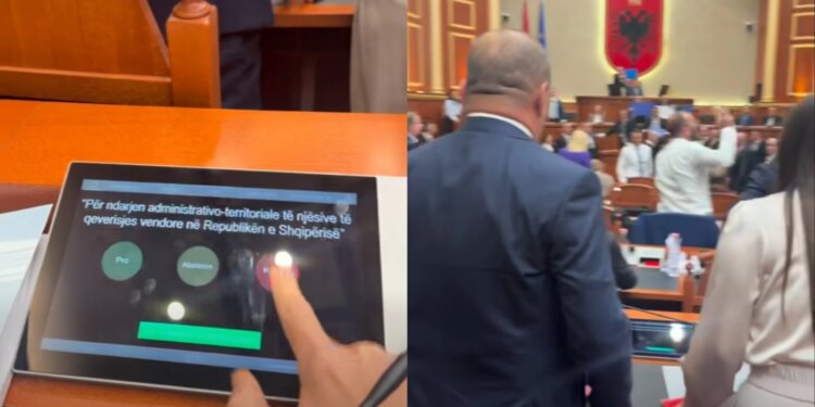 Marjana Koçeku publikon videon e votimit të ligjit për Hartën e re Territoriale Kundër dhe dritë e kuqe