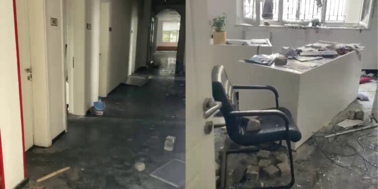 Pamje nga brendësia e Ministrisë së Arsimit: xhama të thyer dhe zyra të shkatërruara pas protestës së djeshme
