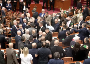 Përplasje fizike në seancë: deputetët e PD përpiqen të pengojnë votimin, deputeti Kreka gjuan me shishe uji