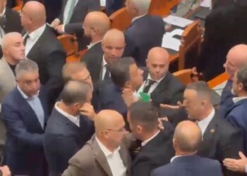 Përplasjet në Kuvend: Agron Malaj vendoset pranë gardës për të ndaluar Nokën të sulmojë deputetët e tjerë