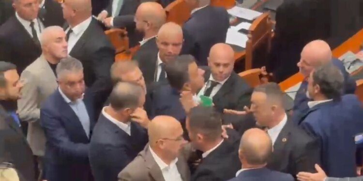 Përplasjet në Kuvend: Agron Malaj vendoset pranë gardës për të ndaluar Nokën të sulmojë deputetët e tjerë