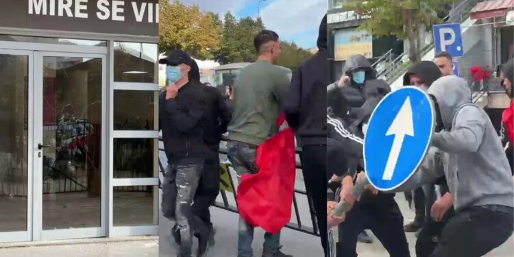 Përshkallëzohet protesta në Lezhë; thyhen xhamat e një gjimnazi, protestuesit shkulin kangjellat dhe tabelat rrugore