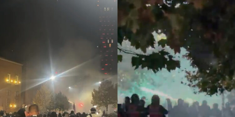Protesta e tensionuar vazhdon në kryeqytet; sulmohet selia PS-së, fishekzjarrë drejt efektivëve të Bankës së Shqipërisë, policia kundërpërgjigjet
