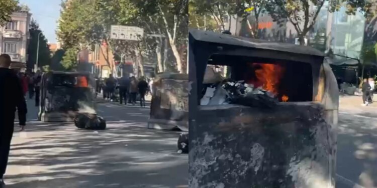 Protestuesit shpërndahen në grupe, të rinjtë i vënë flakën koshave në mes të rrugës