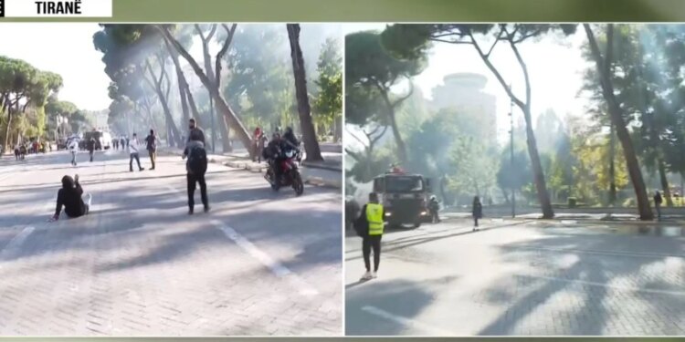 Protestuesit u vendosën në Parkun Rinia; policia i largon me ujë dhe gaz lotsjellës