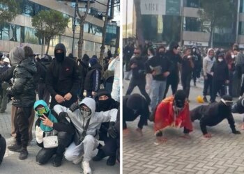 Puthje për të gjithë — protestuesi vjedh vëmendjen para Kryeministrisë, “shpërqendron” efektivët dhe argëton tubuesit