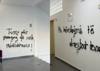 Studentët e Universitetit të Durrësit shkruajnë me spraj muret e godinës Ne kërkojmë të drejtat tona