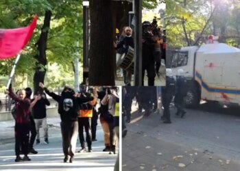 Tensionet në Tiranë: Policia hedh ujë me presion, protestuesja zhvendoset me valle dhe autoboti e ndjek
