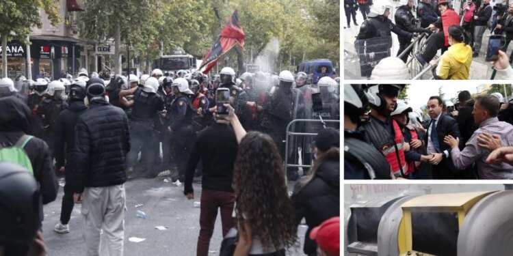 VIDEO/ Gjithë çfarë ndodhi në protestën jashtë Kuvendit: përplasje me policinë, bllokim rrugësh, spraj lotsjellës dhe shuplakë