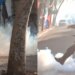 VIDEO/ Luftë me granatat e gazit lotsjellës, protestuesi dhe polici ia ngecin njëri-tjetrit