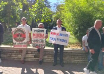 VIDEO/ Qytetarët e Memaliajt dalin me pankarta kundër shkrirjes me Bashkinë e Tepelenës para kryesisë së Kuvendit